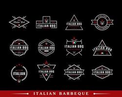 ensemble d'insigne d'étiquette rétro vintage classique emblème italien grill barbecue inspiration de conception de logo vecteur