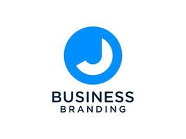 logo abstrait de la lettre initiale j. style bleu isolé sur fond blanc. utilisable pour les logos d'entreprise, de technologie et de marque. élément de modèle de conception de logo vectoriel plat.