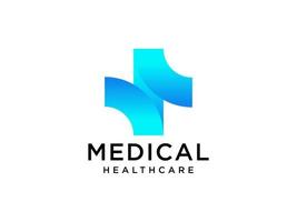logo médical symbole de la santé icône de la pharmacie. style origami de signe de croix de mouvement bleu isolé sur fond blanc. élément de modèle de conception de logo vectoriel plat.