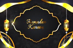 ramadan kareem fond islamique couleur noir et or avec élément vecteur