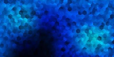 texture de vecteur bleu foncé avec des hexagones colorés.