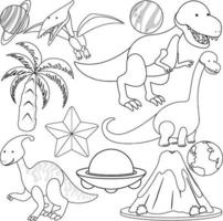 un ensemble de thème de dinosaure doodle vecteur