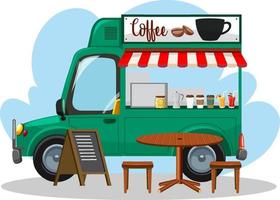 concept de marché aux puces avec un camion de café vecteur