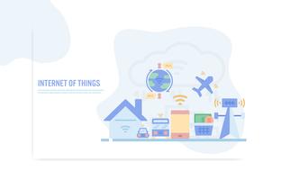 Modèle de conception Web avec des icônes de la ligne plate d&#39;internet du concept de choses - illustration vectorielle vecteur