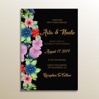 joli cadre d&#39;invitation de mariage floral vecteur