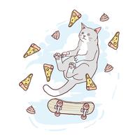 SKATEBOAT MIGNON CAT ET VECTEUR PIZA