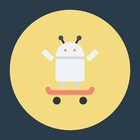 Android sur planche à roulettes vecteur