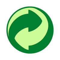 Symbole du point vert Législation européenne pour le traitement et le recyclage des emballages en plastique. vecteur