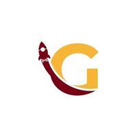 lettre initiale g avec symbole d'icône de logo de fusée. bon pour les logos d'entreprise, de voyage, de démarrage et de logistique vecteur