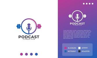 élément de modèle de conception de logo icône podcast fitness