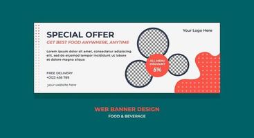 graphique vectoriel de conception de bannières web avec jeu de couleurs rouge, noir et blanc. parfait pour la promotion des aliments et des boissons ou des restaurants