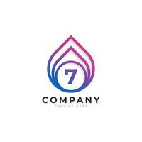 numéro initial 7 avec inspiration de conception de logo de pétrole et de gaz vecteur