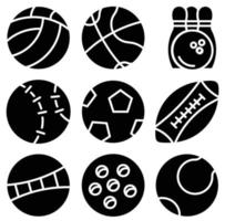 jeu d'icônes de sport de balle, icône de balle contour de ligne mince symbole de balle de sport linéaire pour le logo. vecteur