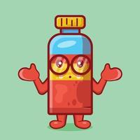 mascotte de personnage de bouteille de jus mignon avec dessin animé isolé de geste confus dans un style plat vecteur