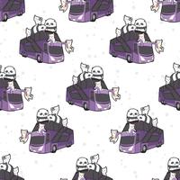 Kawaii sans couture chats et pandas sur le modèle de bus vecteur