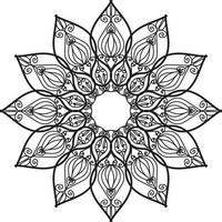 mignon lineart fleur motif indien kaléidoscope noir et blanc vecteur