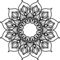 mignon lineart fleur motif indien kaléidoscope noir et blanc vecteur