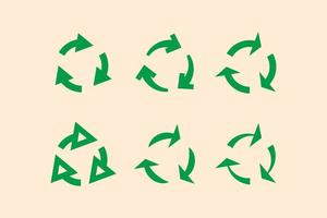 recyclez les symboles de flèche pour les industries et le monde respectueux de l'environnement avec des couleurs vertes. vecteur