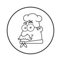 visage de personnage de logo de mascotte de chef noir et blanc vecteur