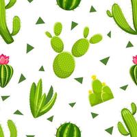 motif de cactus sans couture avec cactus vert vectoriel et plantes succulentes. modèle sans couture sur le thème du désert avec cactus et fleurs. illustration vectorielle