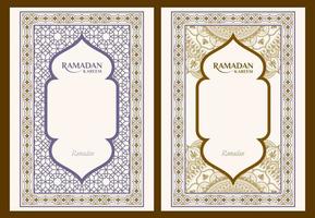 carte de voeux joyeux ramadan de taille a4, carte de voeux d'ornement islamique, conception de voeux islamique vintage. vecteur