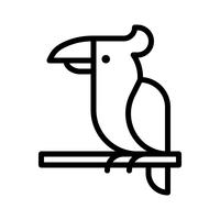 Vecteur de perroquet, icône de style de ligne connexe tropical