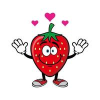 personnage de mascotte de dessin animé de fraise souriant. illustration vectorielle isolée sur fond blanc vecteur