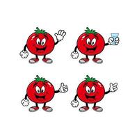 ensemble de personnage de mascotte de dessin animé de tomate souriant de collection. illustration vectorielle isolée sur fond blanc vecteur