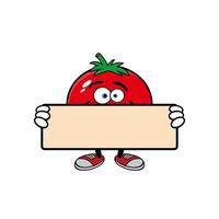 mignon, dessin animé, fruit, tomate, caractère, mascotte vecteur