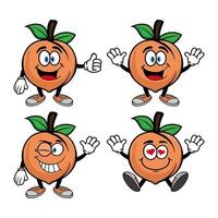 ensemble de collection souriant personnage de mascotte de dessin animé de fruits de pêche. illustration vectorielle isolée sur fond blanc vecteur