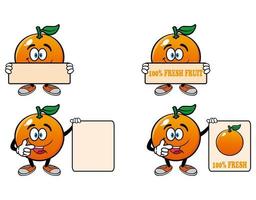 ensemble de personnage de mascotte de dessin animé orange souriant de collection. illustration vectorielle isolée sur fond blanc vecteur