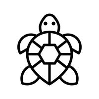 Vecteur de tortue, icône de style de ligne connexe tropical