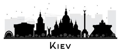 silhouette noir et blanc sur les toits de la ville de kiev. vecteur