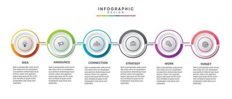 étapes de visualisation des données d'entreprise processus de chronologie conception de modèle infographique avec des icônes vecteur