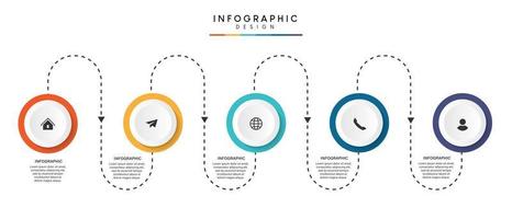 étapes de visualisation des données d'entreprise processus de chronologie conception de modèle infographique avec des icônes vecteur