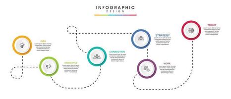 étapes de visualisation des données d'entreprise processus de chronologie conception de modèle infographique avec des icônes vecteur