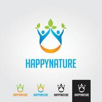 modèle de logo de nature heureuse minimale vecteur