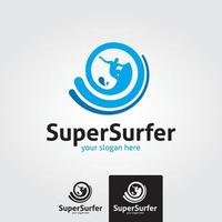 modèle de logo de surfeur minimal - vecteur