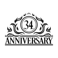 logo anniversaire de luxe. illustration vectorielle vintage vecteur