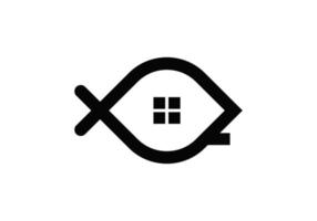 inspiration de conception de modèle de logo de maison de poisson simple icône vecteur