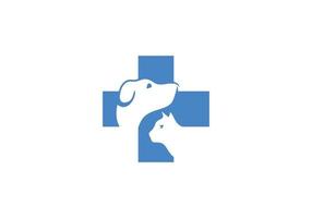 logo de clinique pour animaux de compagnie avec symbole de croix chien chat vecteur