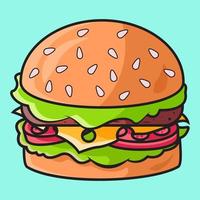 illustration vectorielle de dessin animé mignon hamburger vecteur