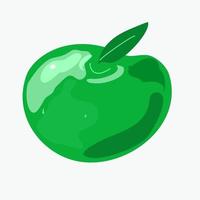 pomme mûre verte sur fond blanc. vecteur