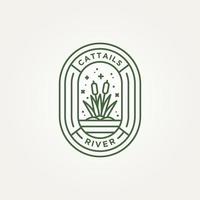 quenouille sur le logo insigne minimaliste de la rivière vecteur