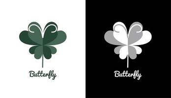 création de logo feuille de trèfle papillon pour la mode vecteur
