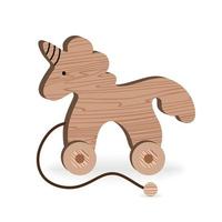 jouets pour enfants pour jeux et divertissements pour enfants dessin animé jouets en bois illustration vectorielle de licorne en bois vecteur