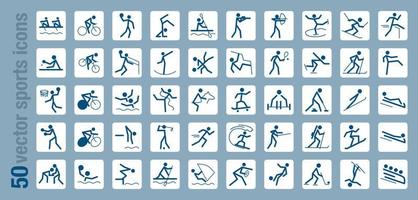 un ensemble de 50 icônes dédiées aux sports et aux jeux, illustration vectorielle dans un style plat vecteur