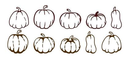 lot de 10 citrouilles. Halloween. illustration vectorielle dans un style plat. vecteur