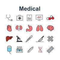 jeu d'icônes médicales vecteur modifiable en couleur