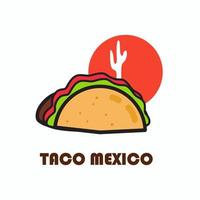 logo d'illustration de nourriture tacos du mexique vecteur